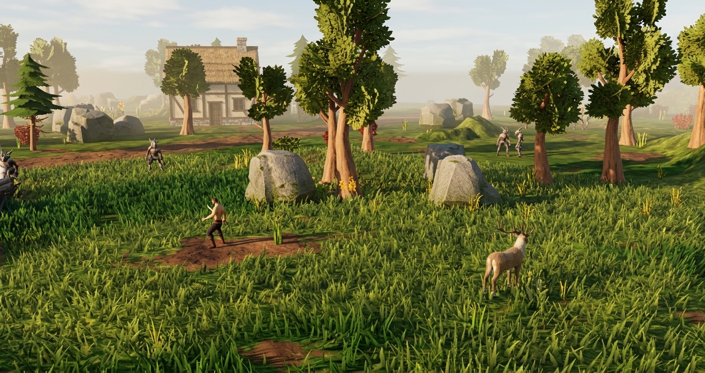 Open fields with wild animals
