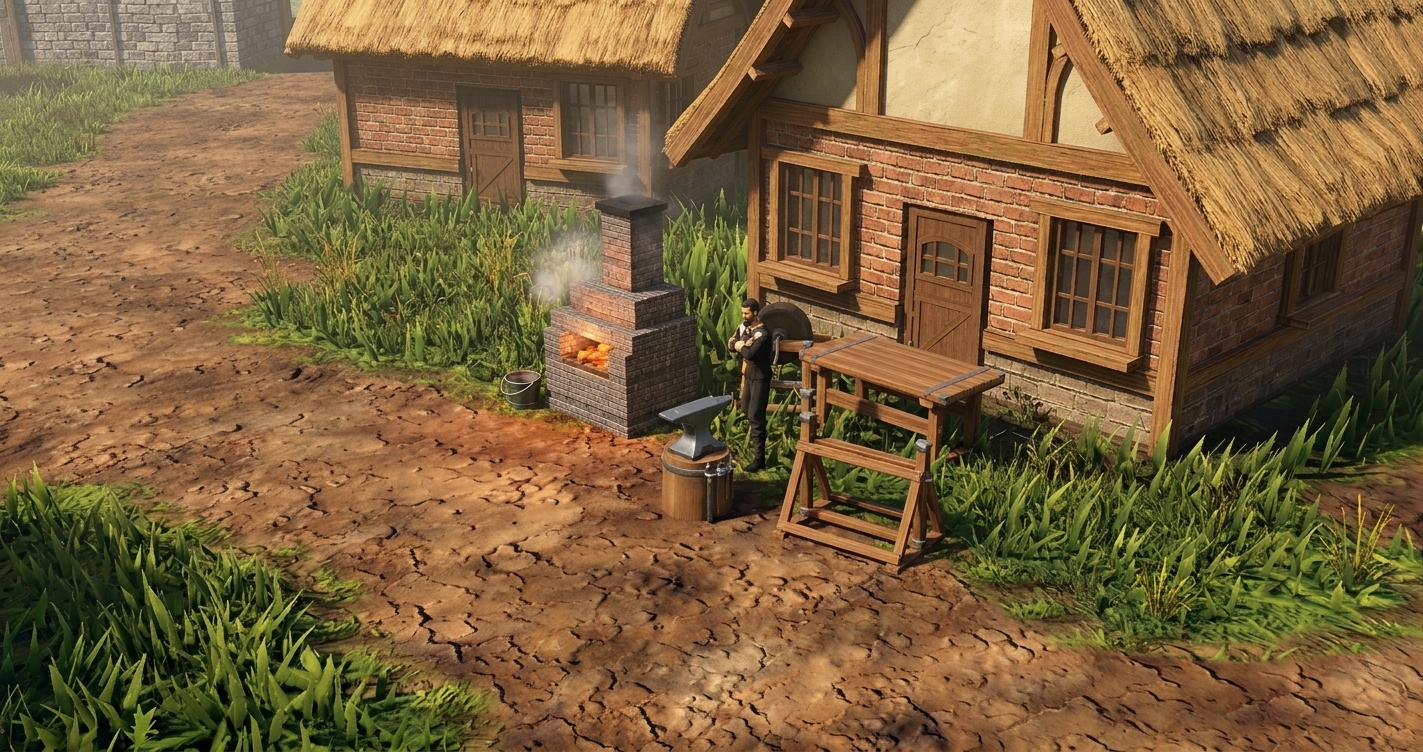 The village smithy with forge and anvil